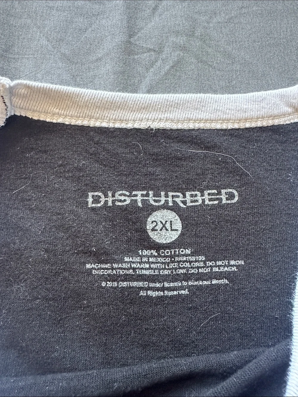 Disturbed Graphic Raglan Baseball Tee - Black/White